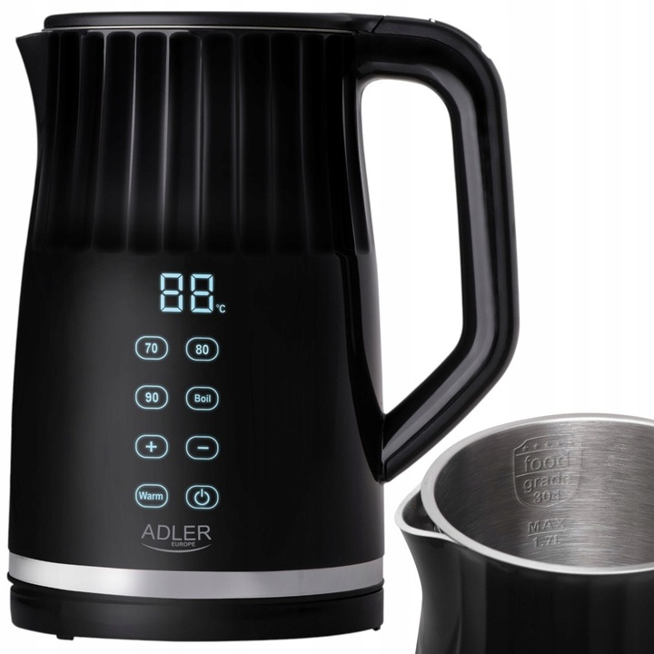 Fierbator electric fara fir 1,5L Bomann, inox, 2200W, cu baza rotativa 360°