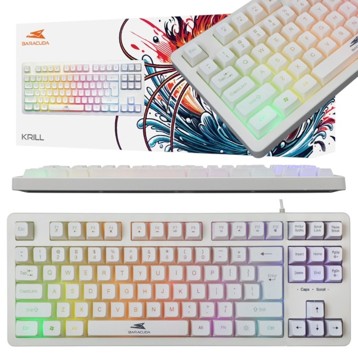 Tastatura Baracuda, gaming, membrana, anti-ghosting, 87 clape