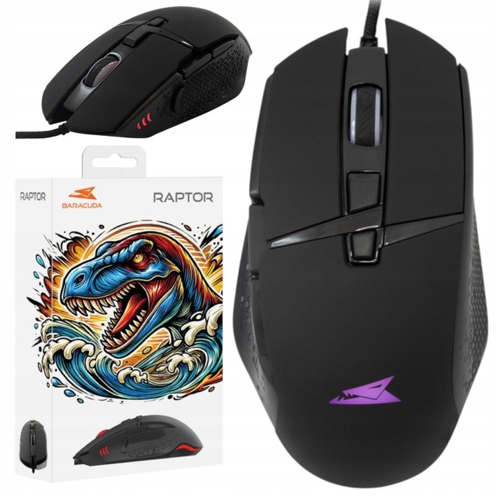 Mouse Baracuda gaming, 6400 DPI, iluminare LED, negru
