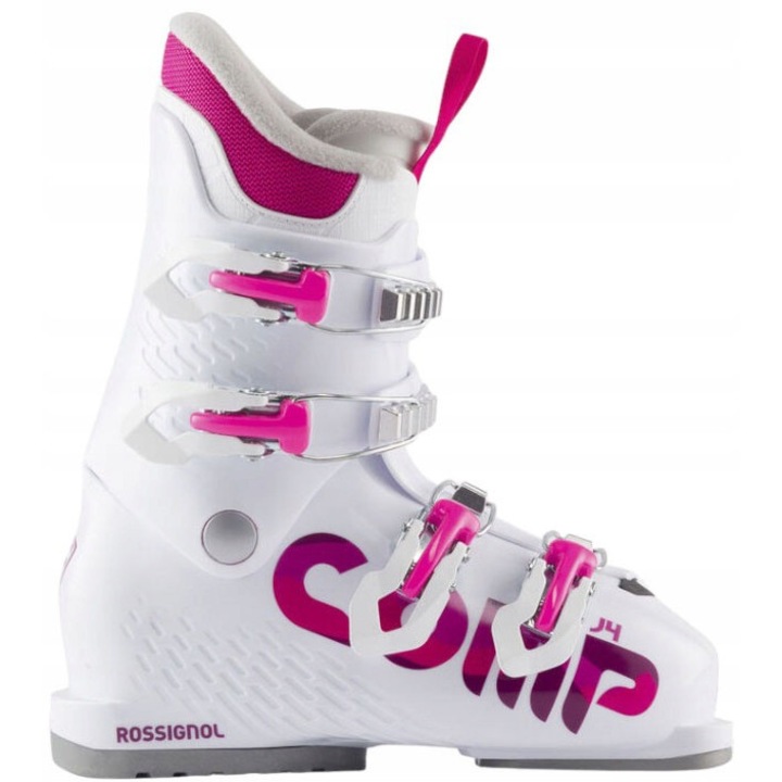 Clapari schi copii Rossignol Comp J4, alb, 22,5 cm, flexibilitate 50, design junior