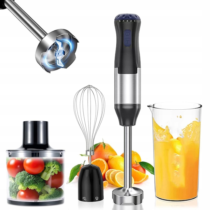 Blender Zelmer ZSB4860 1500W 1,5L cu 6 lame titan, functie PULSE, argintiu