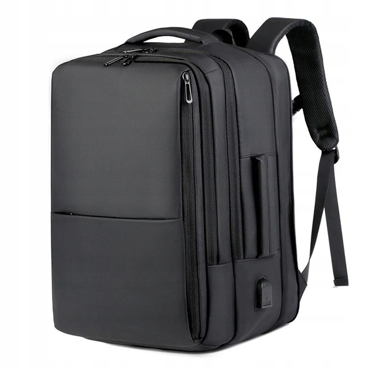 40L-50L laptop hátizsák, fekete, USB-vel, könyvekhez