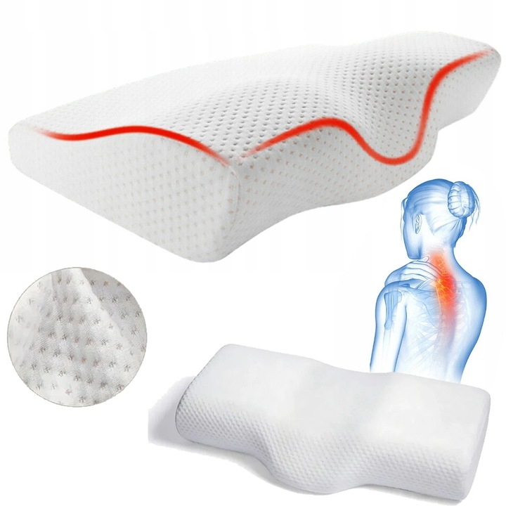 Perna ortopedica din spuma cu memorie, BEDEE, alb, 19,7x11,8 inch, cu husa detasabila, lavabila