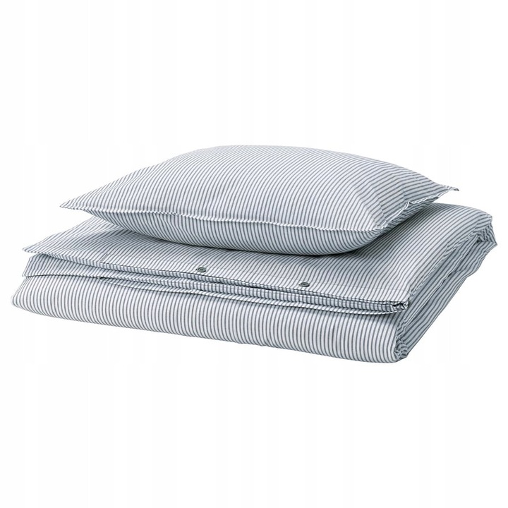 Lenjerie de pat, IKEA, SOLFIBBLA, 150x200 cm, 50x60 cm, alb-albastru, set