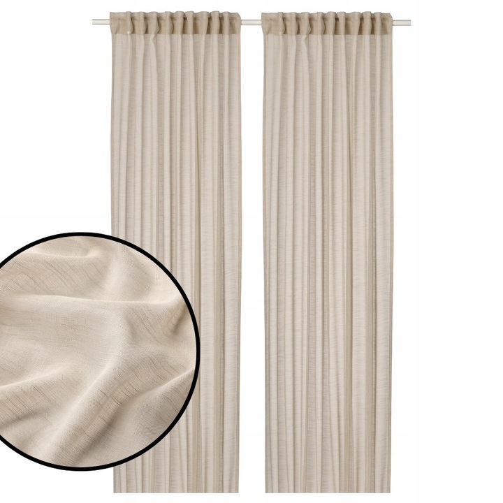 Perdele HALLEBRACKA, set 2 buc., jasnobezowe, 145x300 cm