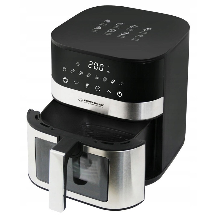 Friteuza Esperanza Airfryer 5L 1400W, neagra, 8 moduri