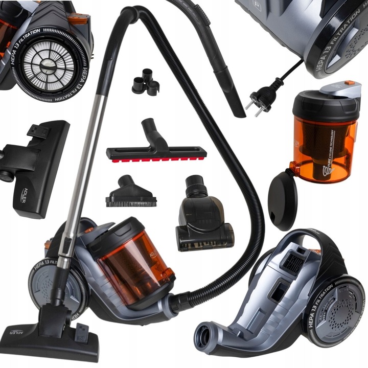 Aspirator ciclonic Adler 1,6L 17,000Pa filtru HEPA