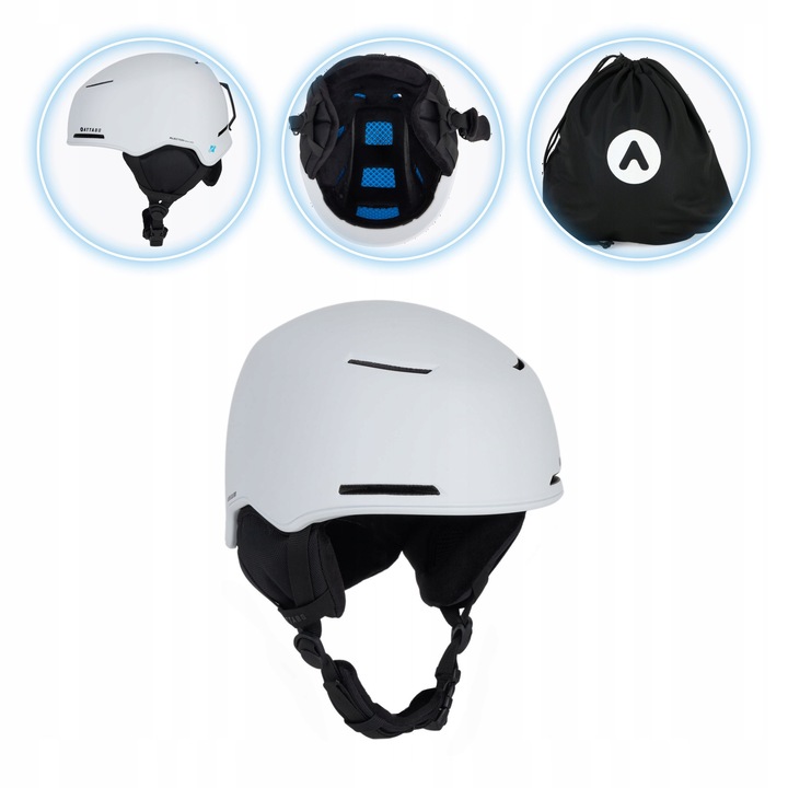 Kask de schi Attabo, alb, 55-59 cm, cu sistem de ventilatie