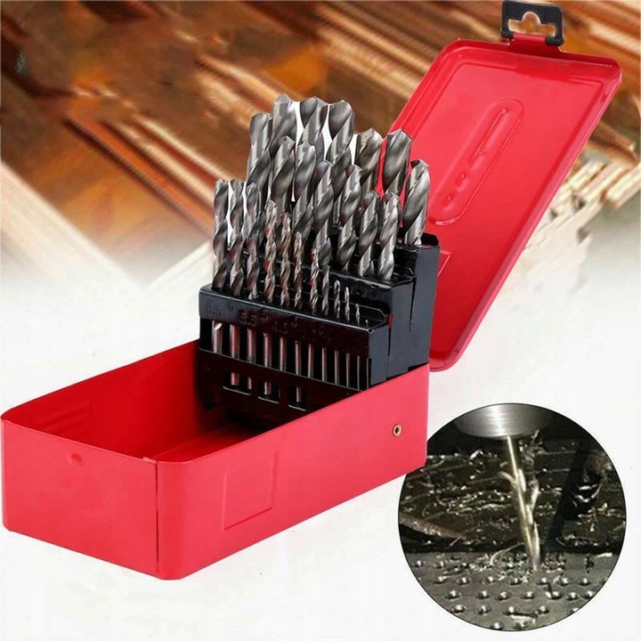 Set de burghie pentru metal, 25 bucati, pentru otel si fonta