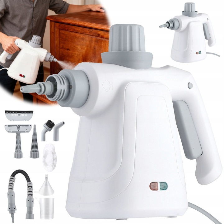 BEDEE gőztisztító, 1000W, 14 tartozék, 450ml kapacitás, szürke