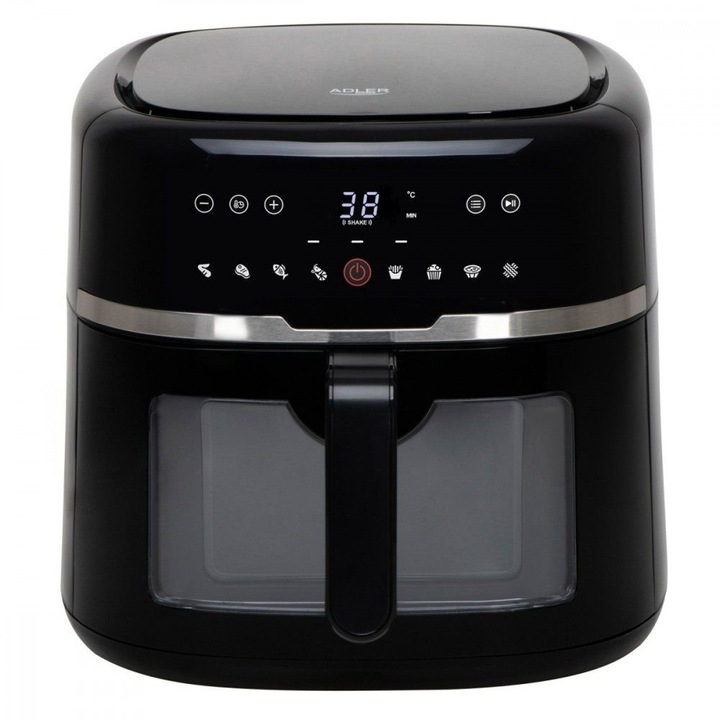Friteuza cu Aer Cald Adler, 2500 W, Capacitate 8 L, Touch, Negru