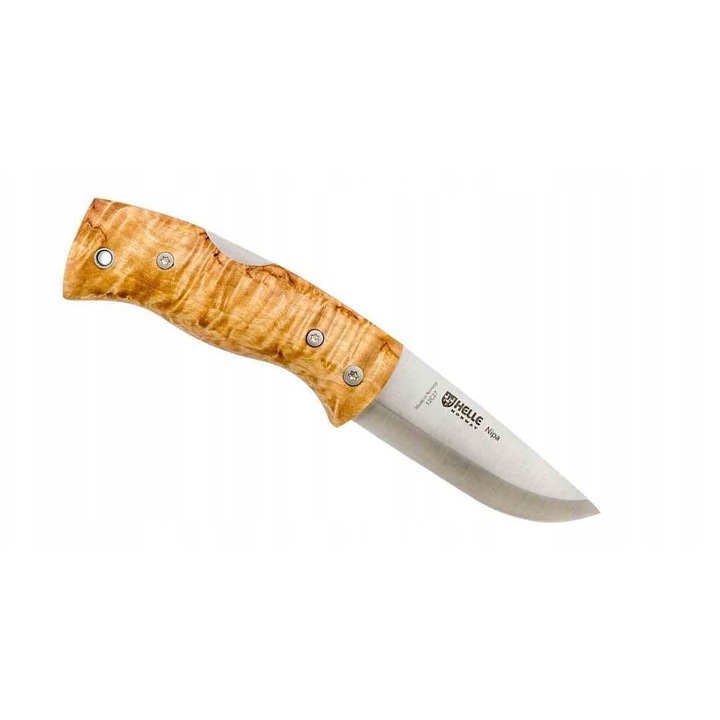 Cutit pliabil Helle Nipa, otel Sandvik 12C27, lemn de mesteacan, 163mm, 120g