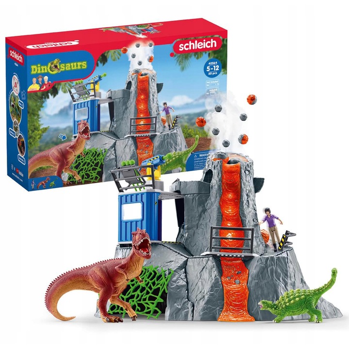 Set figurine dinozauri, Yuki, giganotozaur, ankylozaur, vulcan, 45,7x43,5x35,7cm