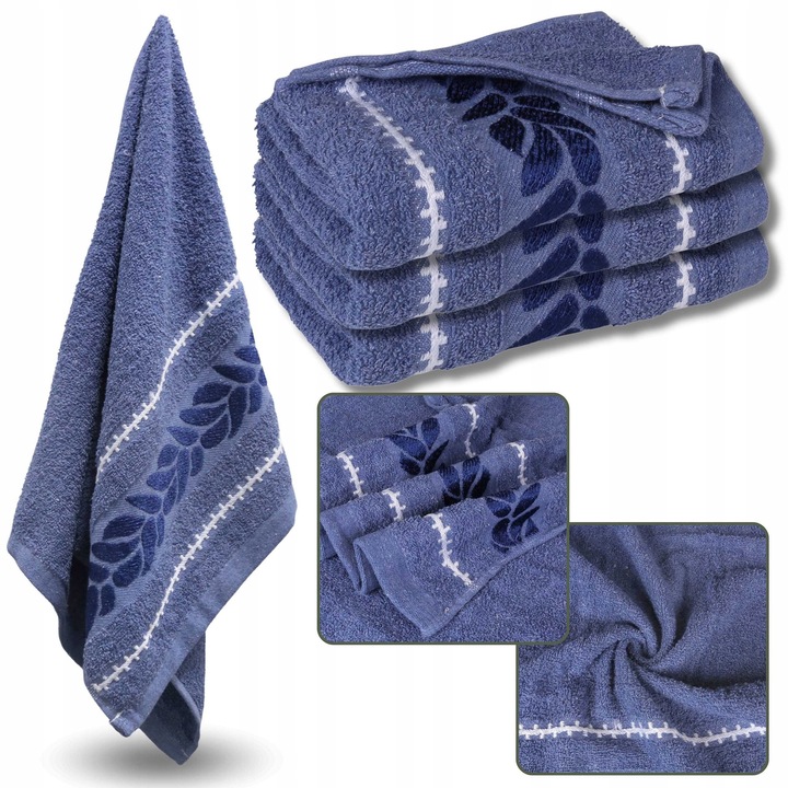 Set prosoape de baie, 70x135cm, bumbac, albastru, 3 bucati