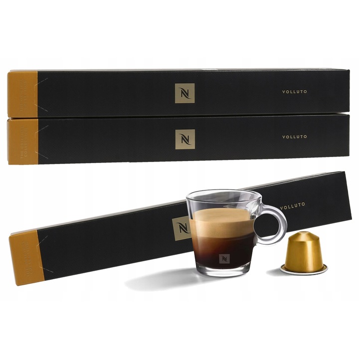 Cafea in capsule VOLLUTO, 30 capsule, 100% cafea, intensitate 4/13, 2/5 amareala, 3/5 aciditate