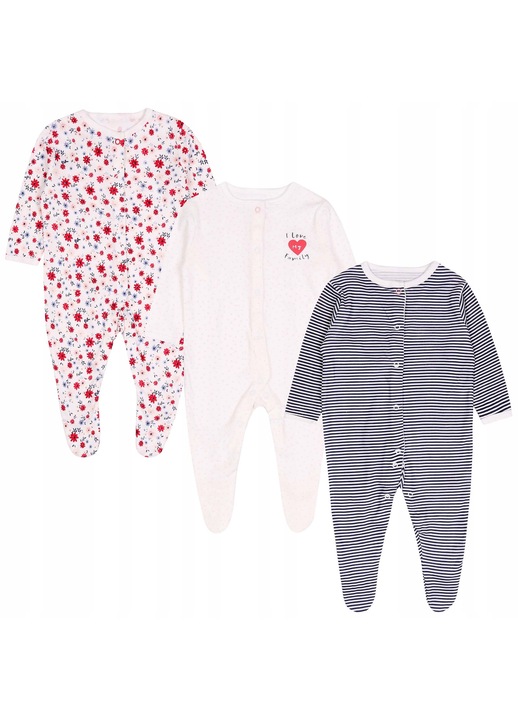 Set 3x Salopete din bumbac PRIMARK pentru fetite, multicolor, OEKO-TEX, 74 CM