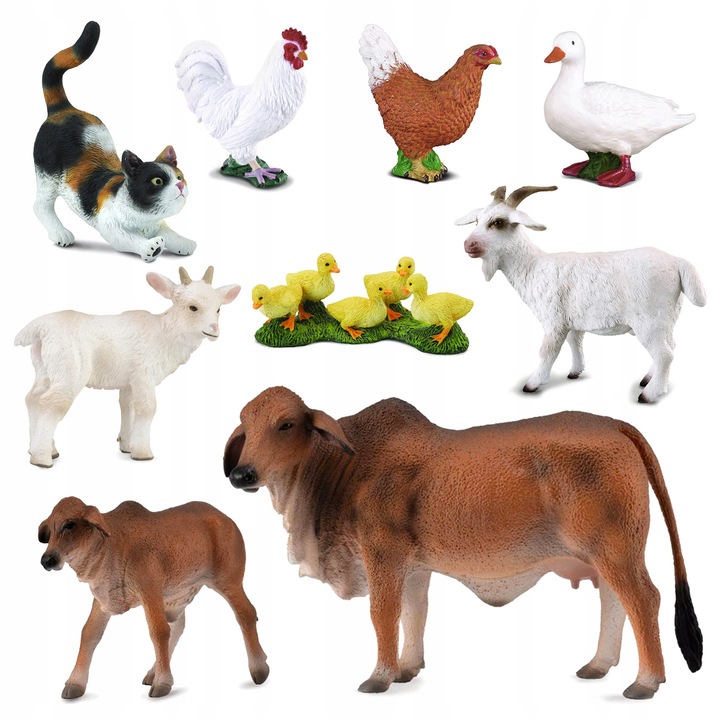 Set figurine animale de ferma, Collecta, 9 piese, colorat