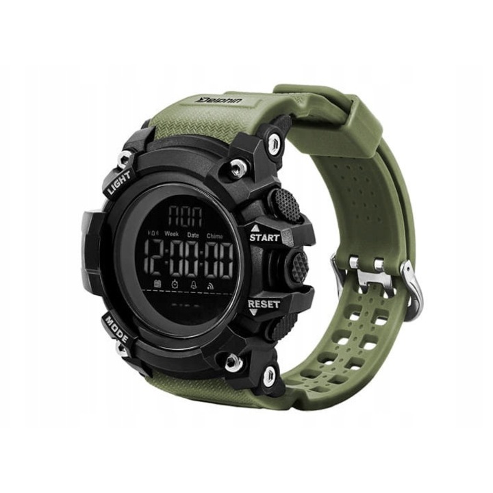 Delphin Wirus digitális óra, multifunkcionális, sötétzöld, 53mm