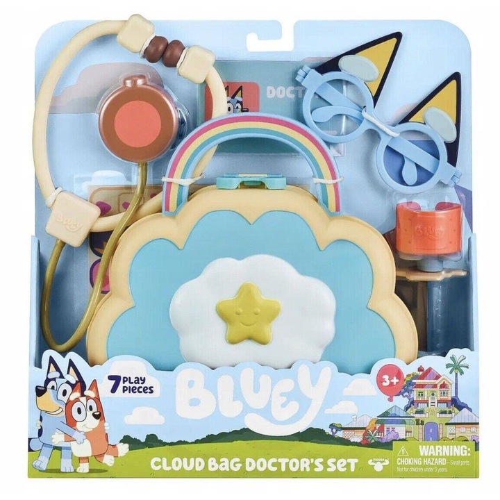 Комплект за игра доктор Moose Toys, Bluey, медицински аксесоари, многоцветен, 3 години+