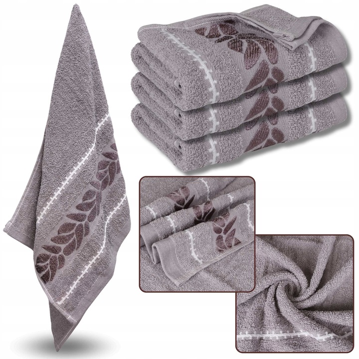 Set prosoape cappuccino, 70x135cm, 3 bucati, cu broderie