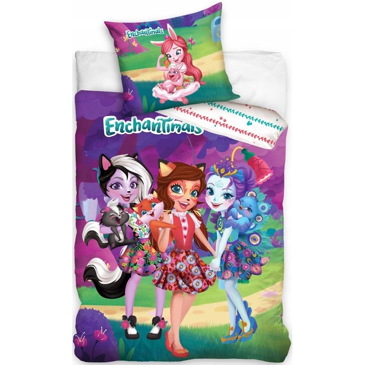 Комплект спално бельо Carbotex Enchantimals 160x200, 100% памук, наситени цветове