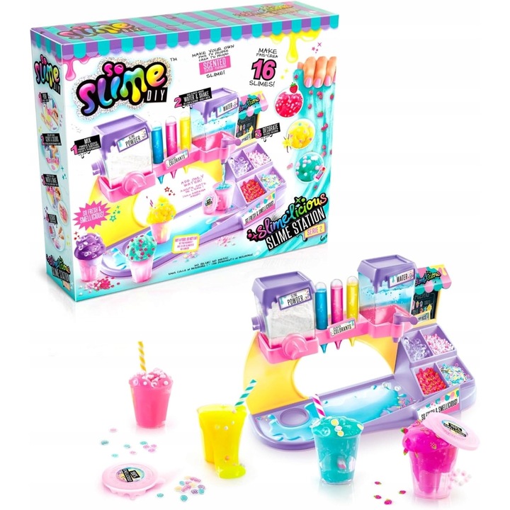 Statia de slime So Slime, set DIY pentru 16 slime parfumate, 12.2x13.4x3.1cm