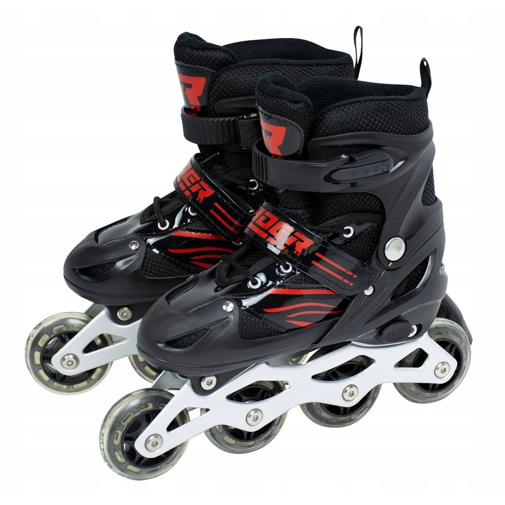 Role Ryder, reglabile, 31-34, cauciuc, negru cu rosu, 64x22mm