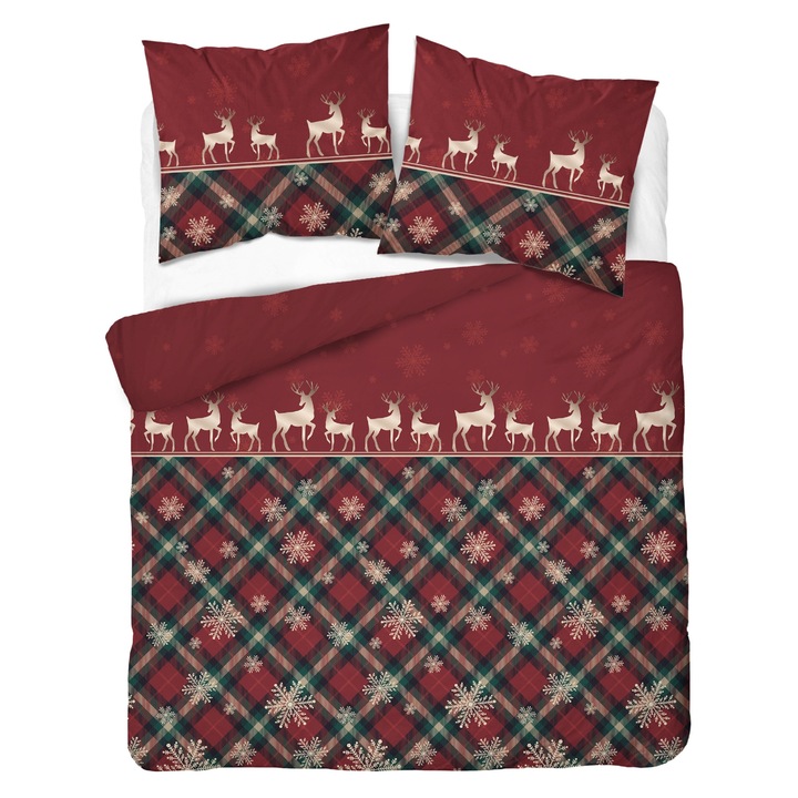 Set lenjerie de pat Detexpol, 160x200cm, multicolor, cu fermoar