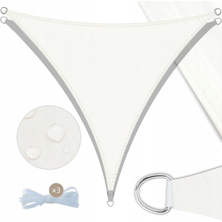 Zagau de soare 3x3x3m, crem deschis, impermeabil, protectie UV