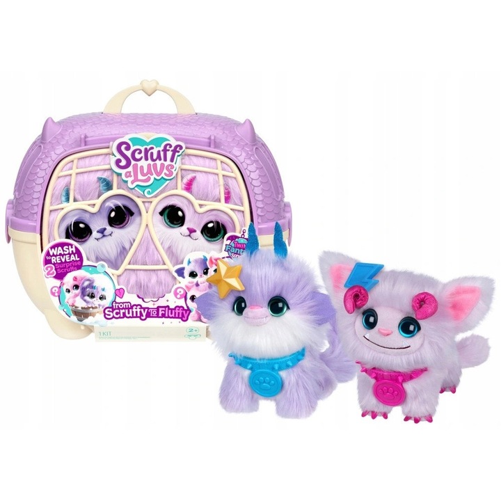Figurine Moose Toys, Scruff a Luvs, set 2 animalute de adoptie, multicolor, pentru copii de la 3 ani