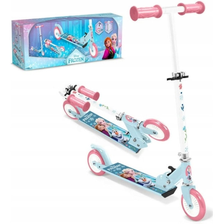 Trotineta Stamp KRAINA LODU Anna Elsa, pliabila, 2 roti, pentru copii