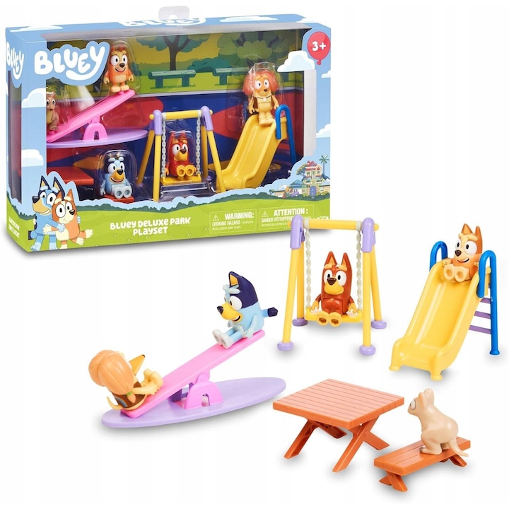 Комплект фигурки Bluey Deluxe Park, Moose Toys, 5 фигурки, многоцветен, 6-7см