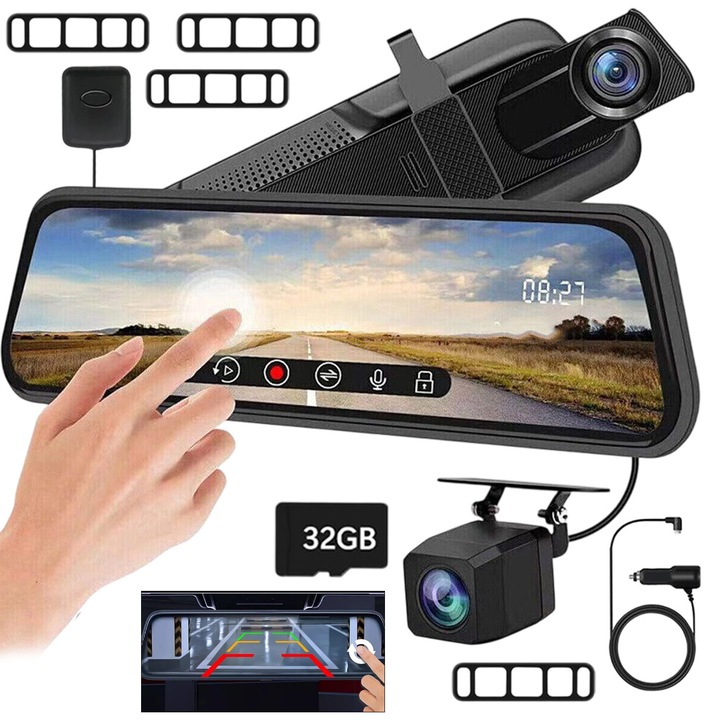 Camera auto DVR BEDEE, jazdy rejestrator, 10 inch, touchscreen, cu card 32GB