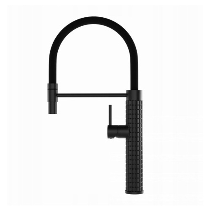 CENTAUREA KWT 43 konyhai csaptelep, matt fekete, forgatható kifolyócső, perlátor, 255x455mm