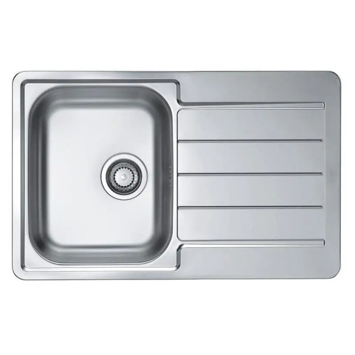 Chiuveta bucatarie Alveus, 1,5 camere cu ociekacz, inox, 79x50x16cm, set cu sifon pentru masina de spalat/masina de spalat vase