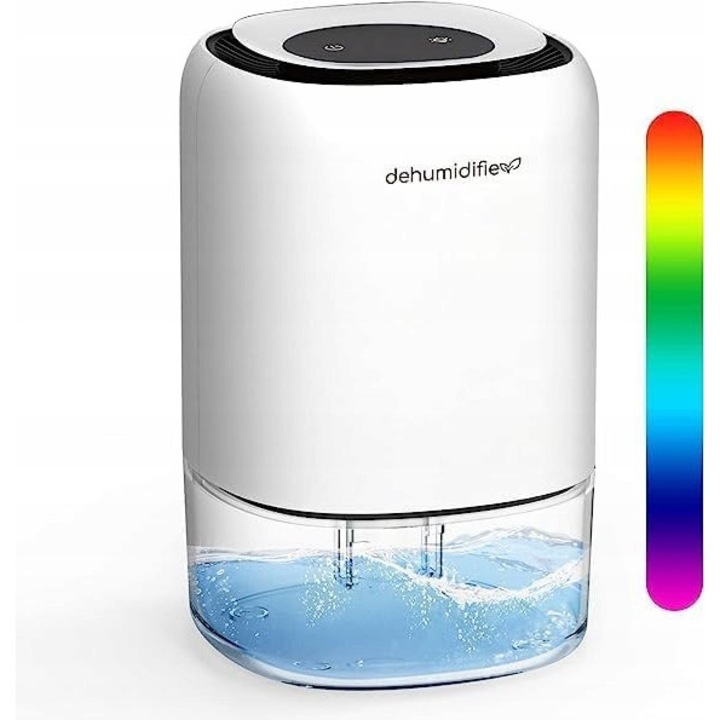 Dezumidificator electric portabil Q4, 1400 ml, 7 culori, 15x15x24cm