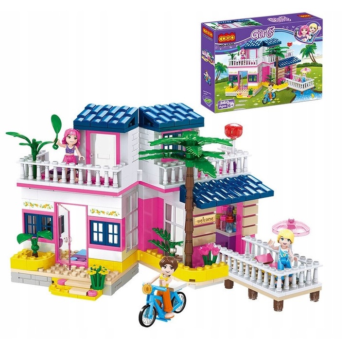 Set de constructie Cogo, Domiciliu pe plaja, 360 elemente, multicolor, 6+ ani