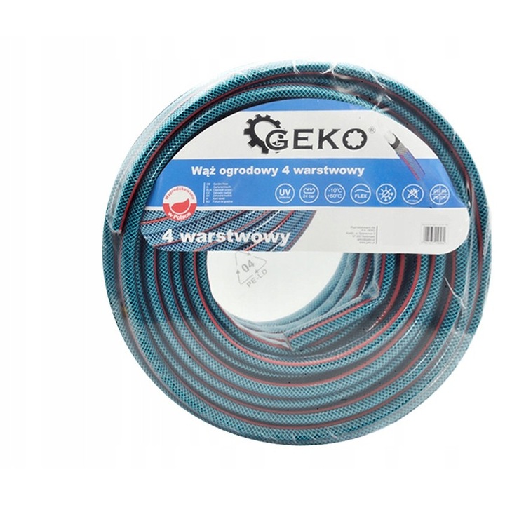 Kerti tömlő, Geko, 4 rétegű, 3/4", 30m, kék-piros