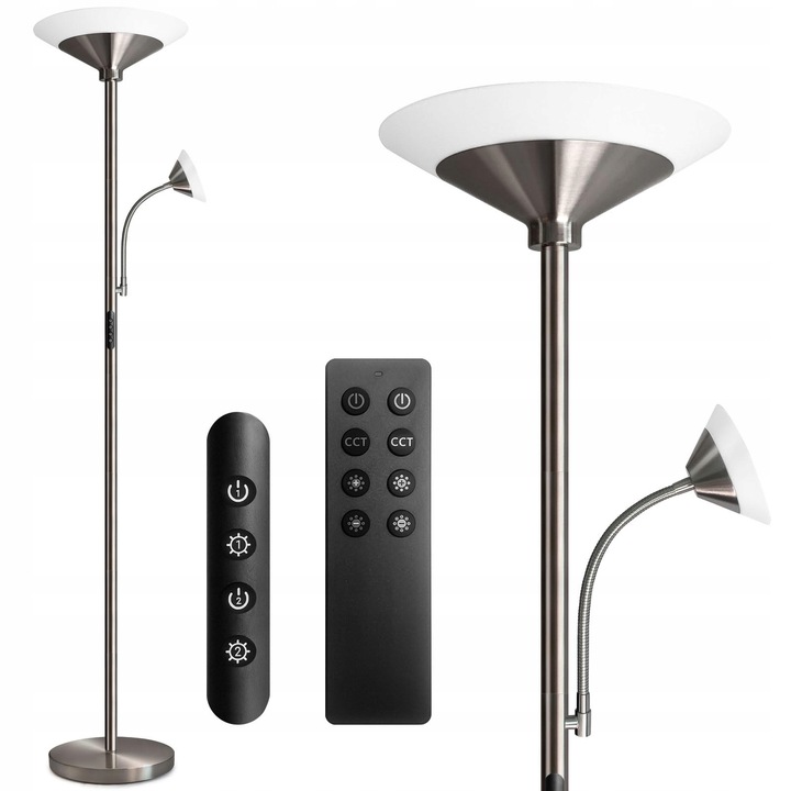 BB Home LED állólámpa, távirányítóval, ezüst