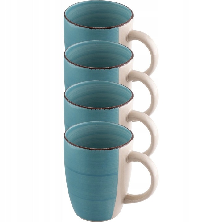 4 darabos Happy LT9076 kerámia bögre készlet, 260ml, kék-fehér, 7cm