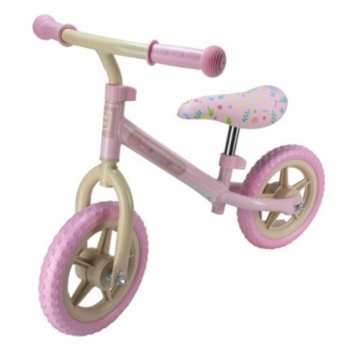 Bicicleta biegowy pentru copii Funbee, 10 inch, pastel, inaltime sa 37-42 cm, inaltime ghidon 48-56 cm