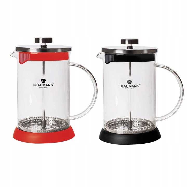 Teáskanna, Blaumann, 350ml, boroszilikát üveg, rozsdamentes acél, fekete-ezüst