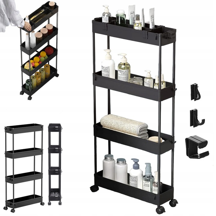 Raft mobil cu 4 polite, plastic, 30x60cm, multicolor