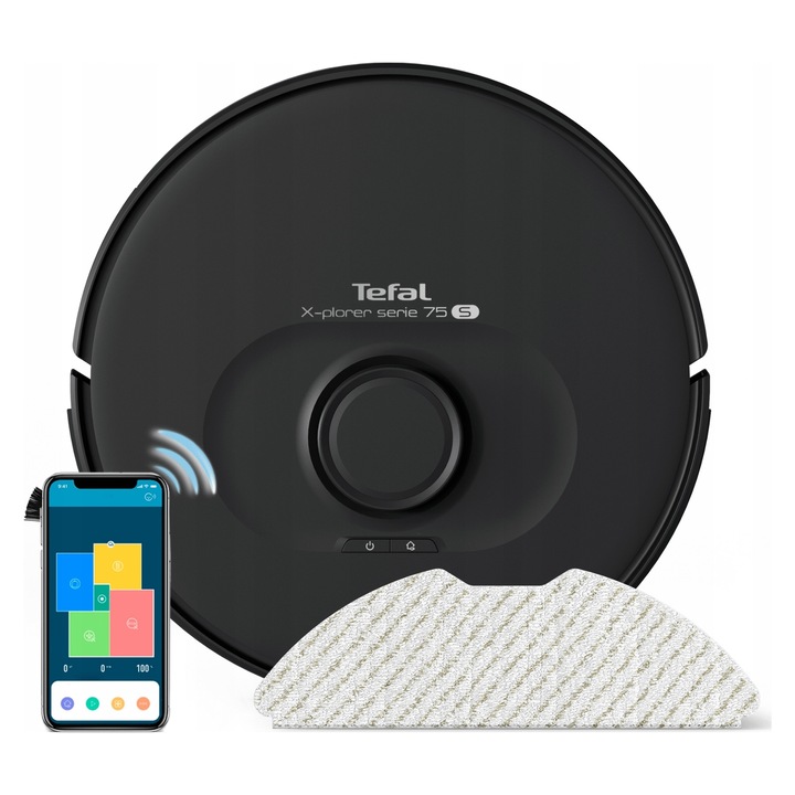 Robot aspirator si mop Tefal X-Plorer Serie 75 S Animal, 4 in 1, negru, 34.2x9.5cm
