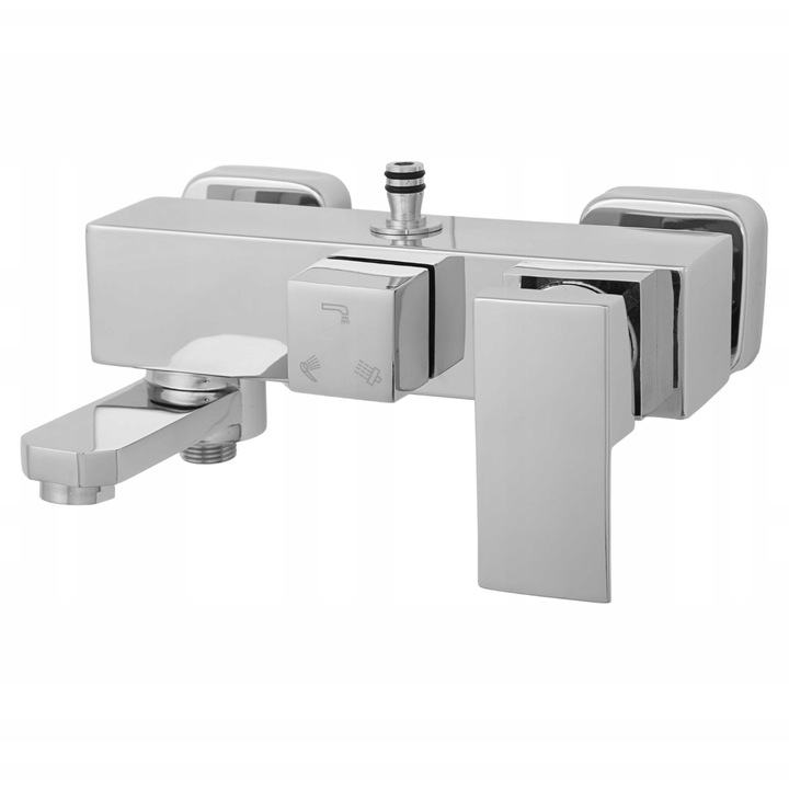 Baterie prysznicowa Yoka Home, 3-functii, crom lucios, cu wylewka suplimentara, montaj pe perete, standard 150 mm