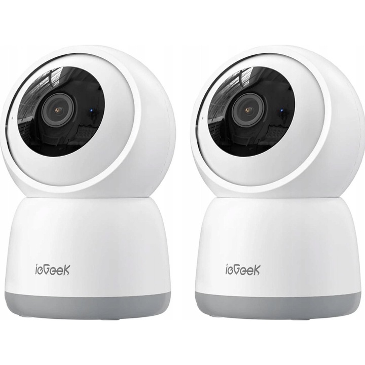 Camera de supraveghere interioara ieGeek SC1 3MP, set 2 bucati, alb, WiFi, detectie miscare, audio bidirectional