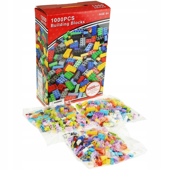 Set de constructie KinderSafe, 1000 piese, diverse culori, material ABS, pentru copii de 6 ani sau mai mari