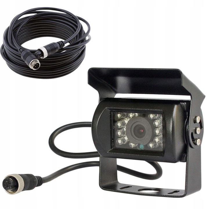 Tolatókamera éjjellátóval, 18 IR LED, vízálló, 15m kábel, 12V-24V