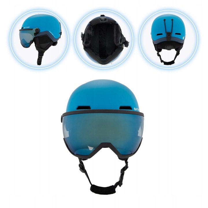 Casca de schi Attabo Avens 2.0 Jr Visor, albastru, 50-54 cm
