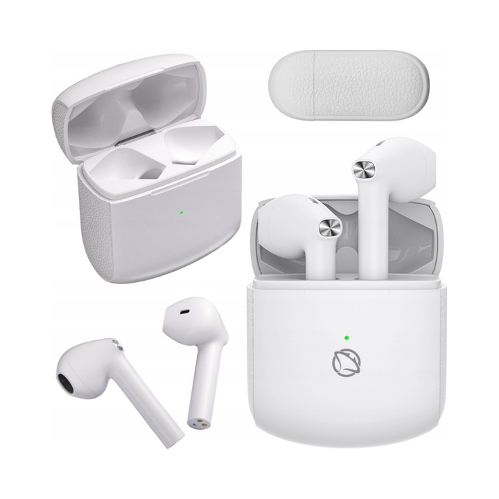 Casti wireless Manta Rytmo X, Bluetooth 5.3, sunet Hi-Fi, alb, set cu powerbank